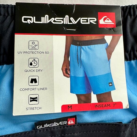 Quiksilver Volley Swim Shorts Men's Size M Blue UV Protection Quick Dry Stretch - Picture 1 of 12